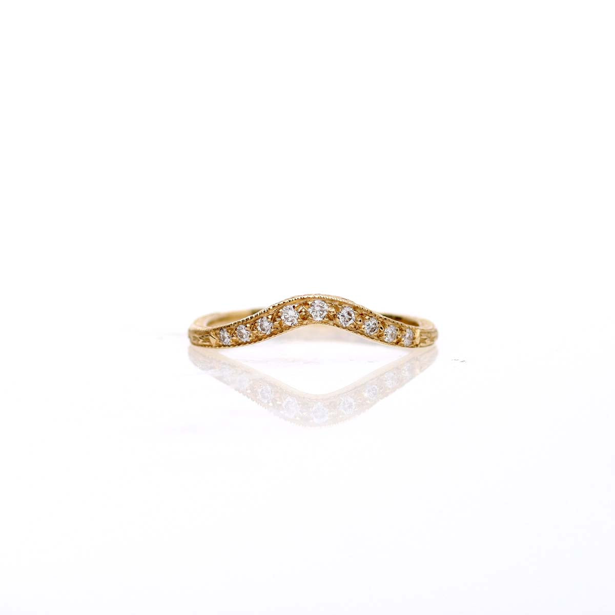 14k Yellow Gold Curved Diamond Band #L1002Y14