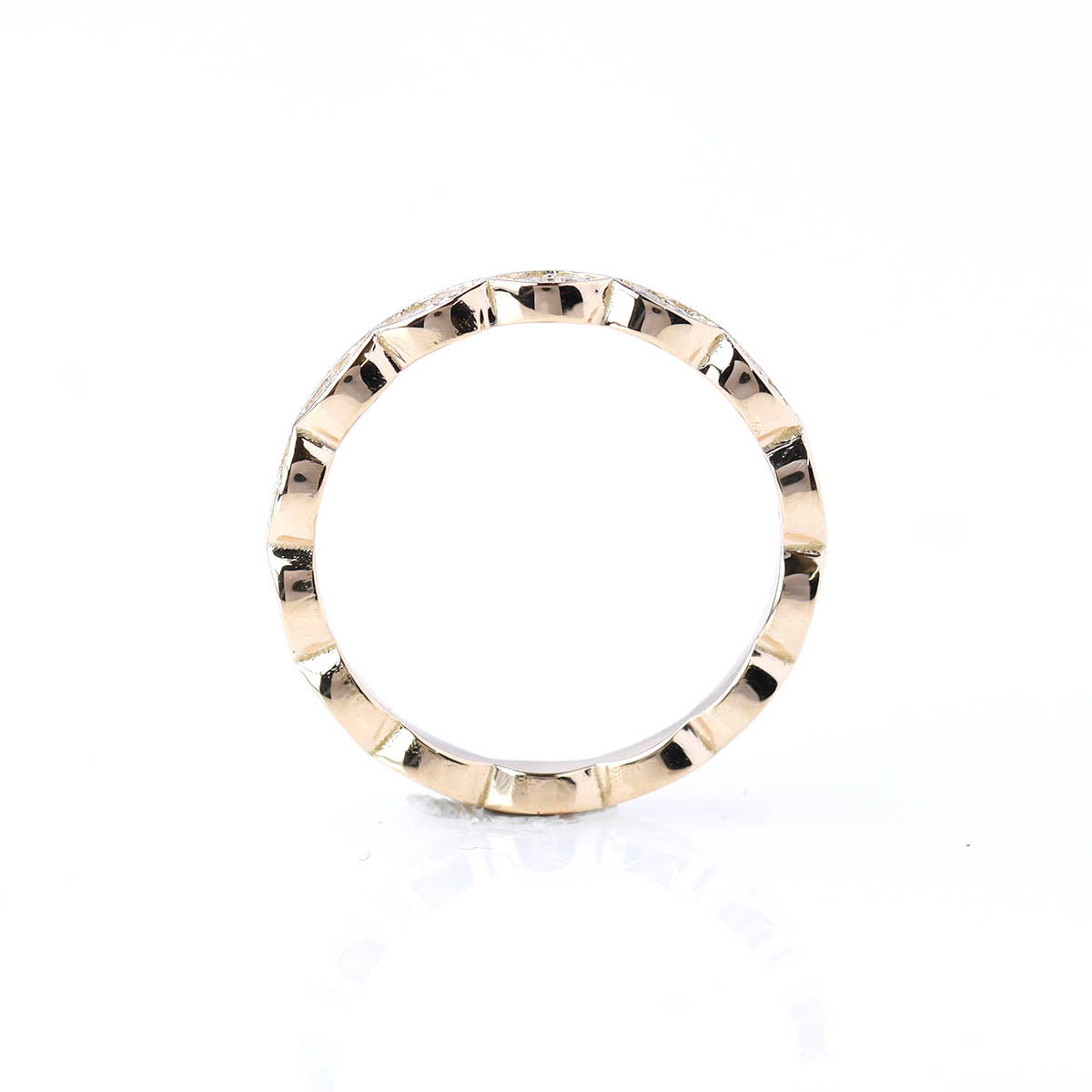 Replica Art Deco 18k Yellow Gold and Diamond Wedding Band #L2202Y18