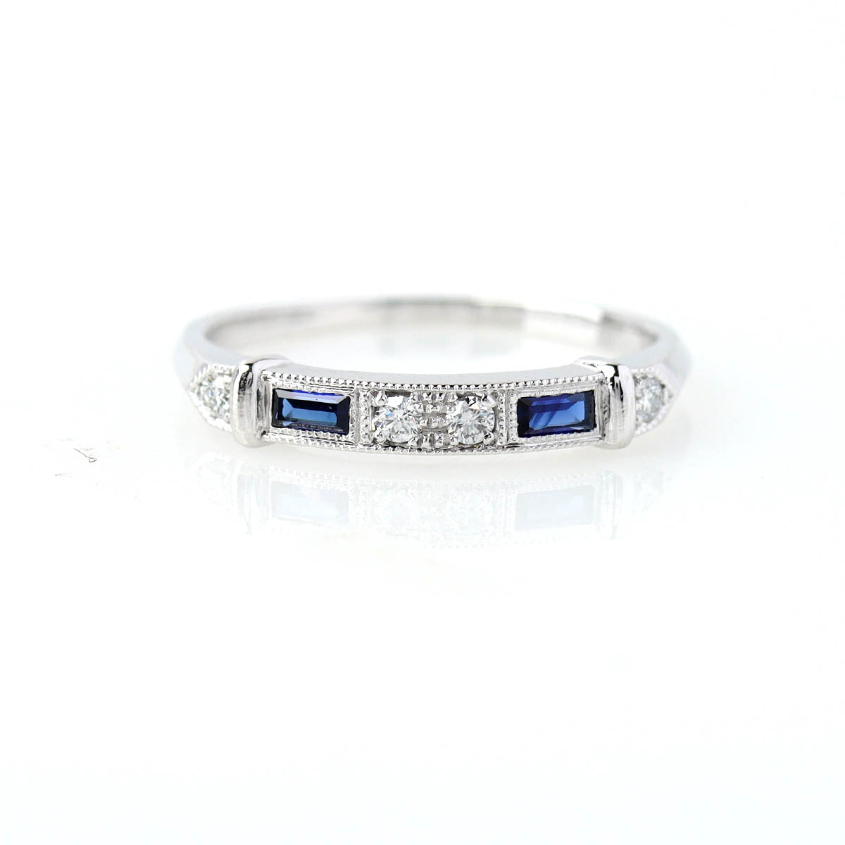 Replica Art Deco Diamond and Sapphire Wedding Band #L2615W14DS-1