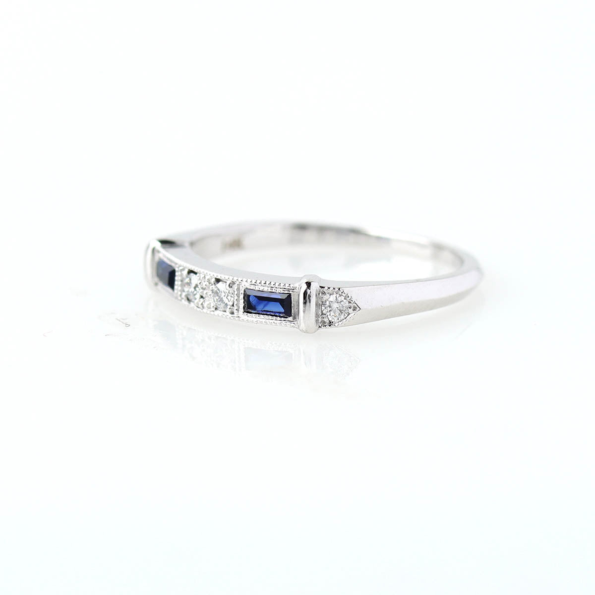 Replica Art Deco Diamond and Sapphire Wedding Band #L2615W14DS-1