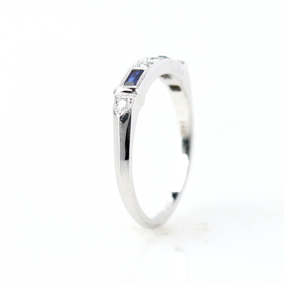 Replica Art Deco Diamond and Sapphire Wedding Band #L2615W14DS-1