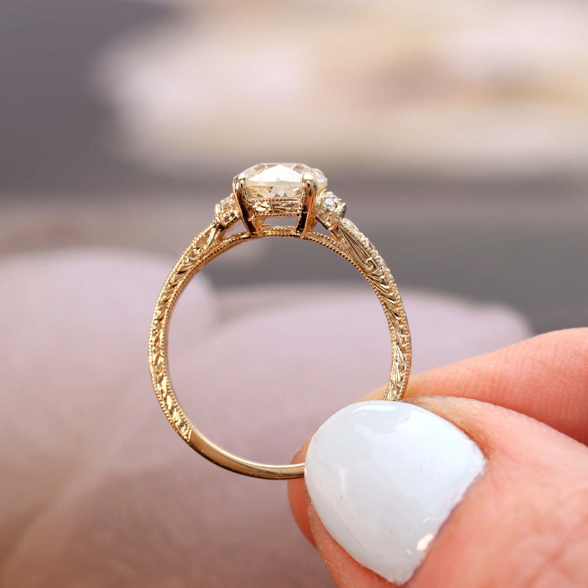 The Lily Engagment Ring With An Old European Cut Diamond #3319-8