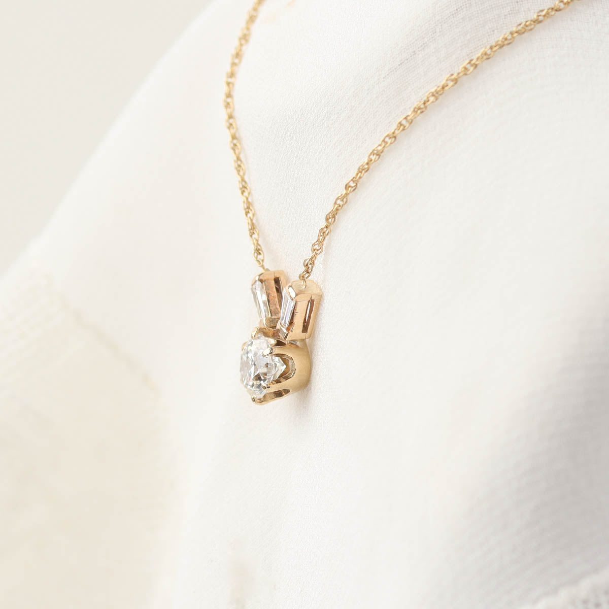 Retro Moderne 14k Yellow Gold Diamond Pendant #VP260514