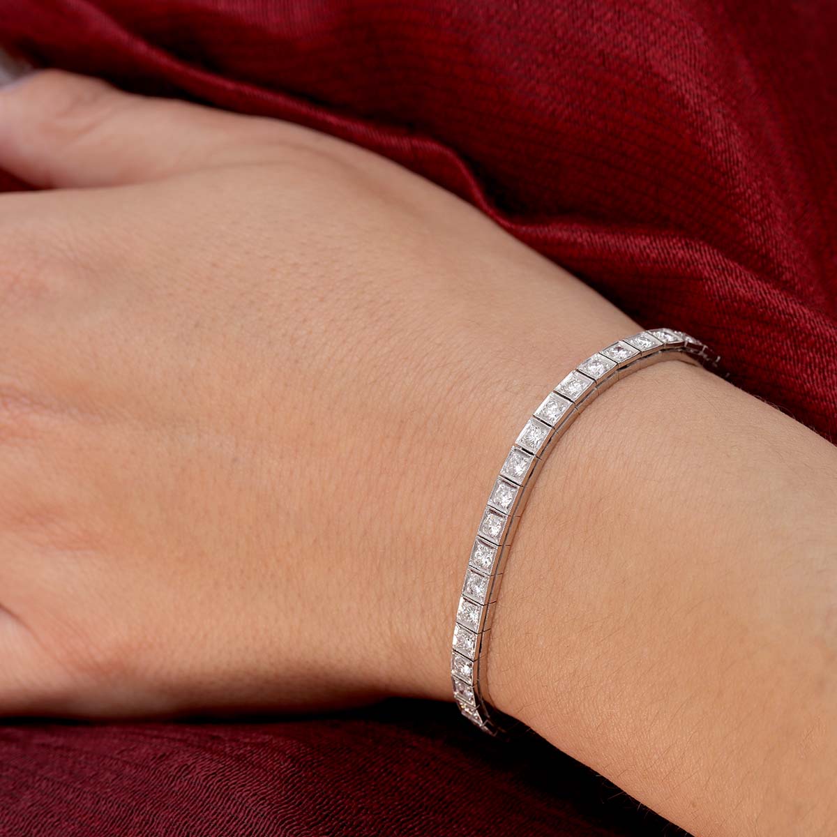 Vintage 1950 Platinum and Diamond Line Bracelet #VB240924-1