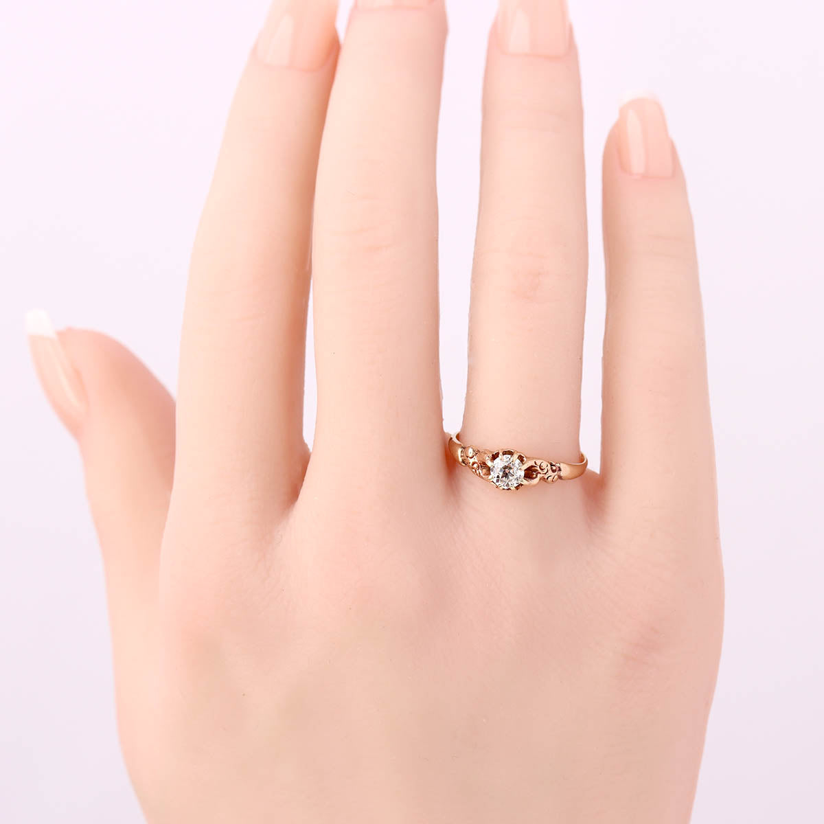 Victorian Old European Cut Diamond & Rose Gold Engagement Ring #R140721-06