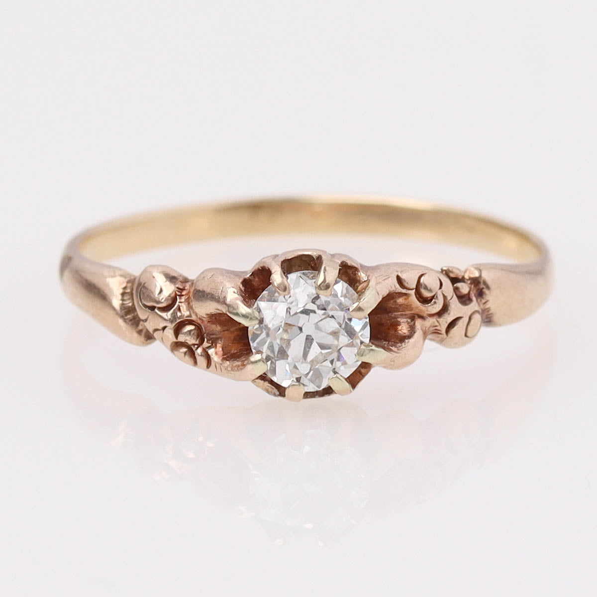 Victorian Old European Cut Diamond & Rose Gold Engagement Ring #R140721-06