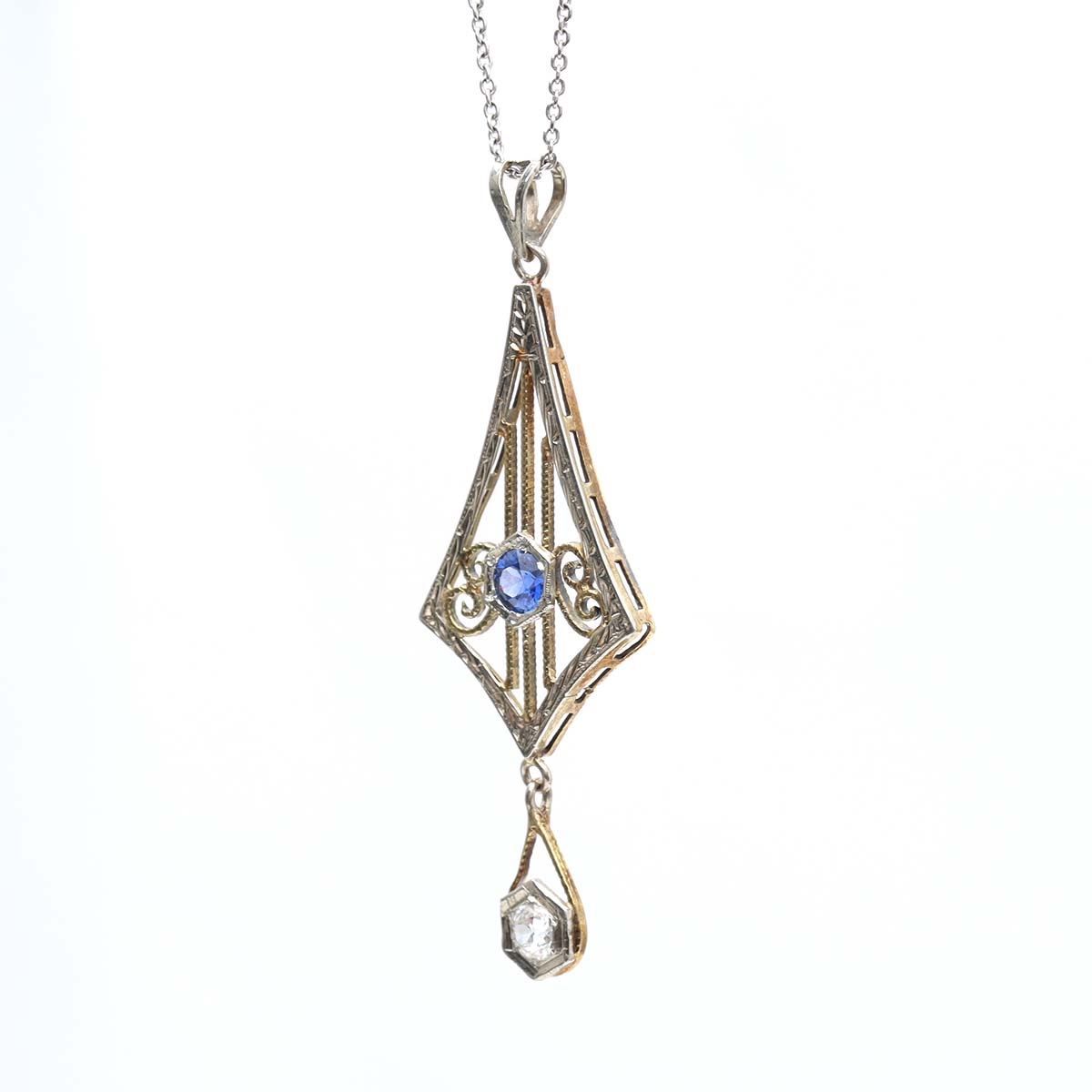 Edwardian Sapphire and Diamond Pendant #VP161010-04