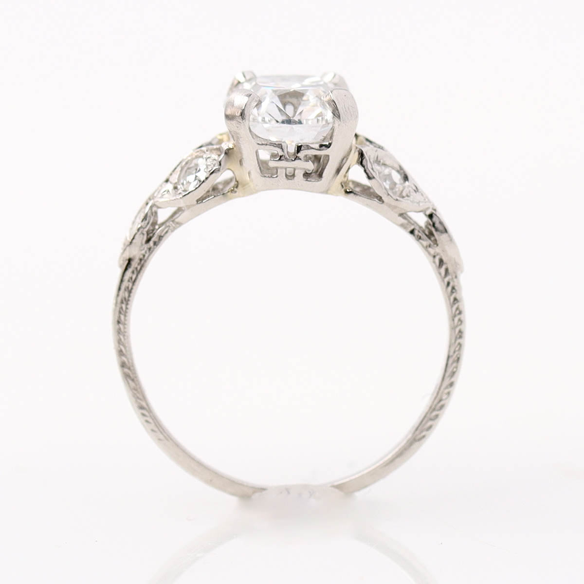 1920s Art Déco Platinum & Old Mine Cut Engagement Ring #R495-03