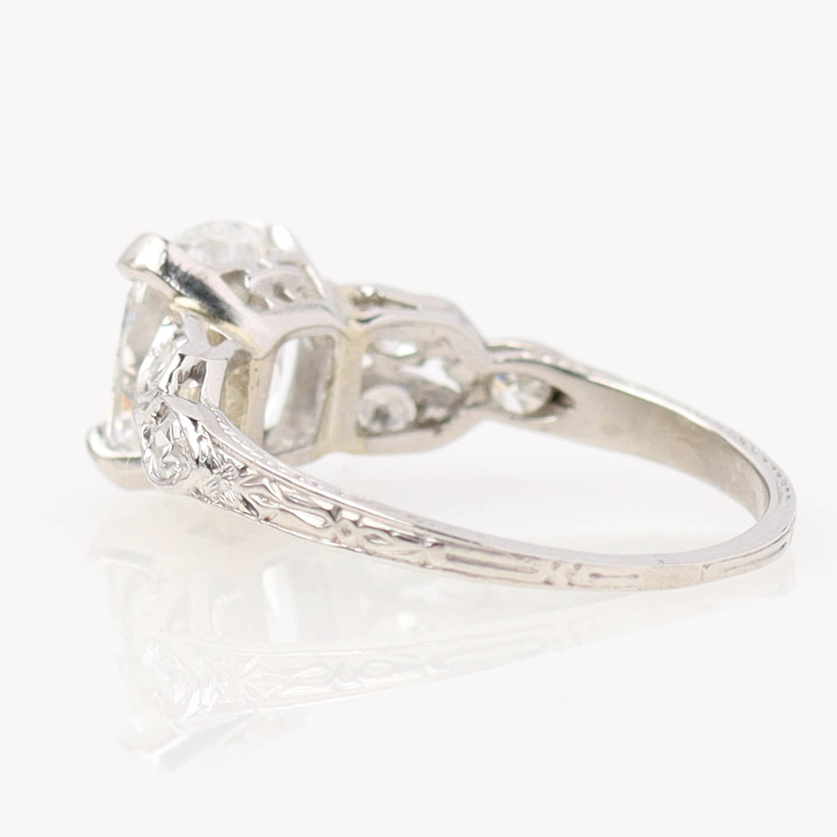 1920s Art Déco Platinum & Old Mine Cut Engagement Ring #R495-03