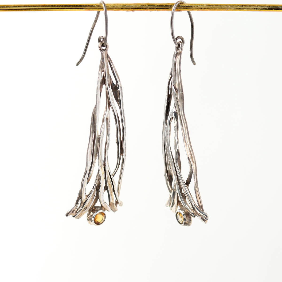 Handmade Sterling Silver & Citrine Pendant Earrings #RA-G361