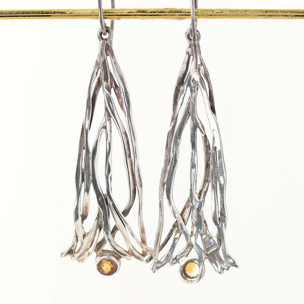 Handmade Sterling Silver & Citrine Pendant Earrings #RA-G361