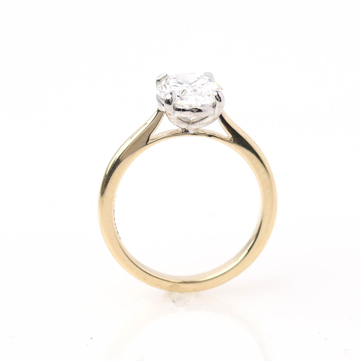 Oval Diamond Engagement Ring Crafted in Yellow Gold and Platinum #3780-1