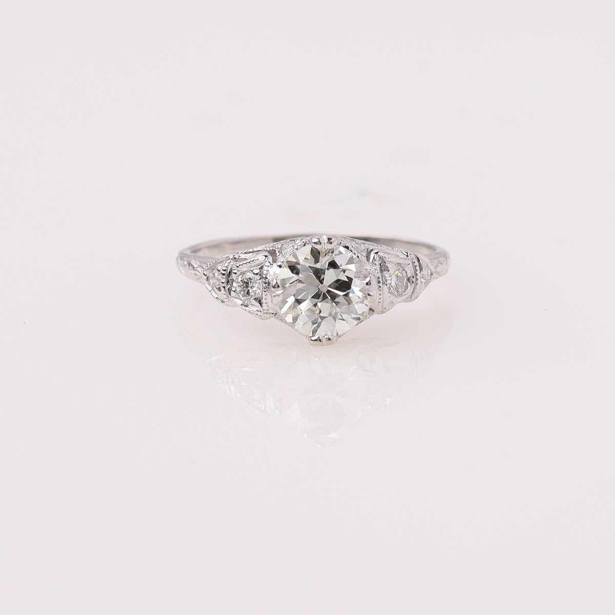 Art Deco Old European Cut Diamond Engagement Ring #VR2635