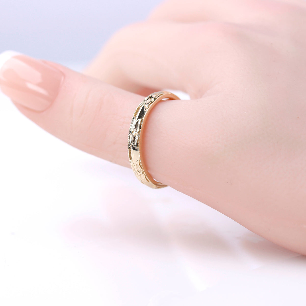 Art Déco Reproduction Orange Blossom Wedding Band #3784-2