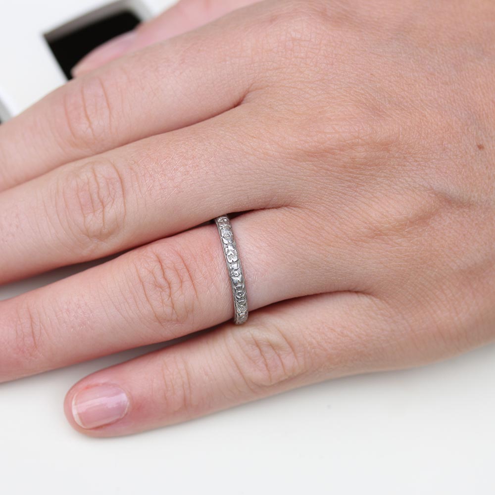 Platinum Art Déco Wedding Band #VB180618-6
