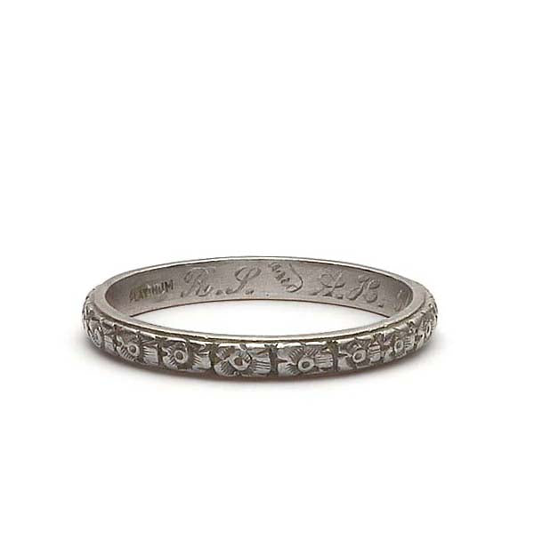 Platinum Art Déco Wedding Band #VB180618-6