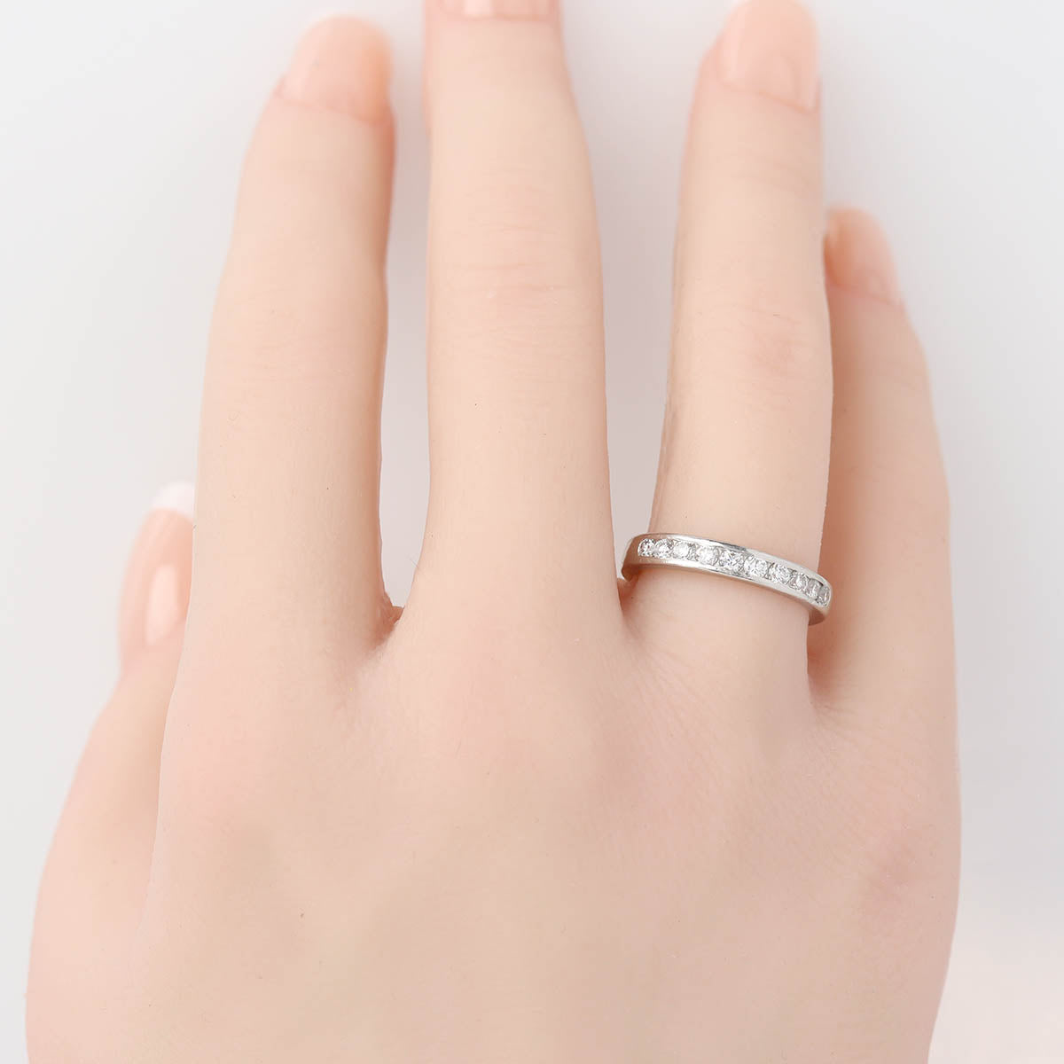 MidCentury Vintage Platinum & Channel Set Diamond Wedding Band #VB260316