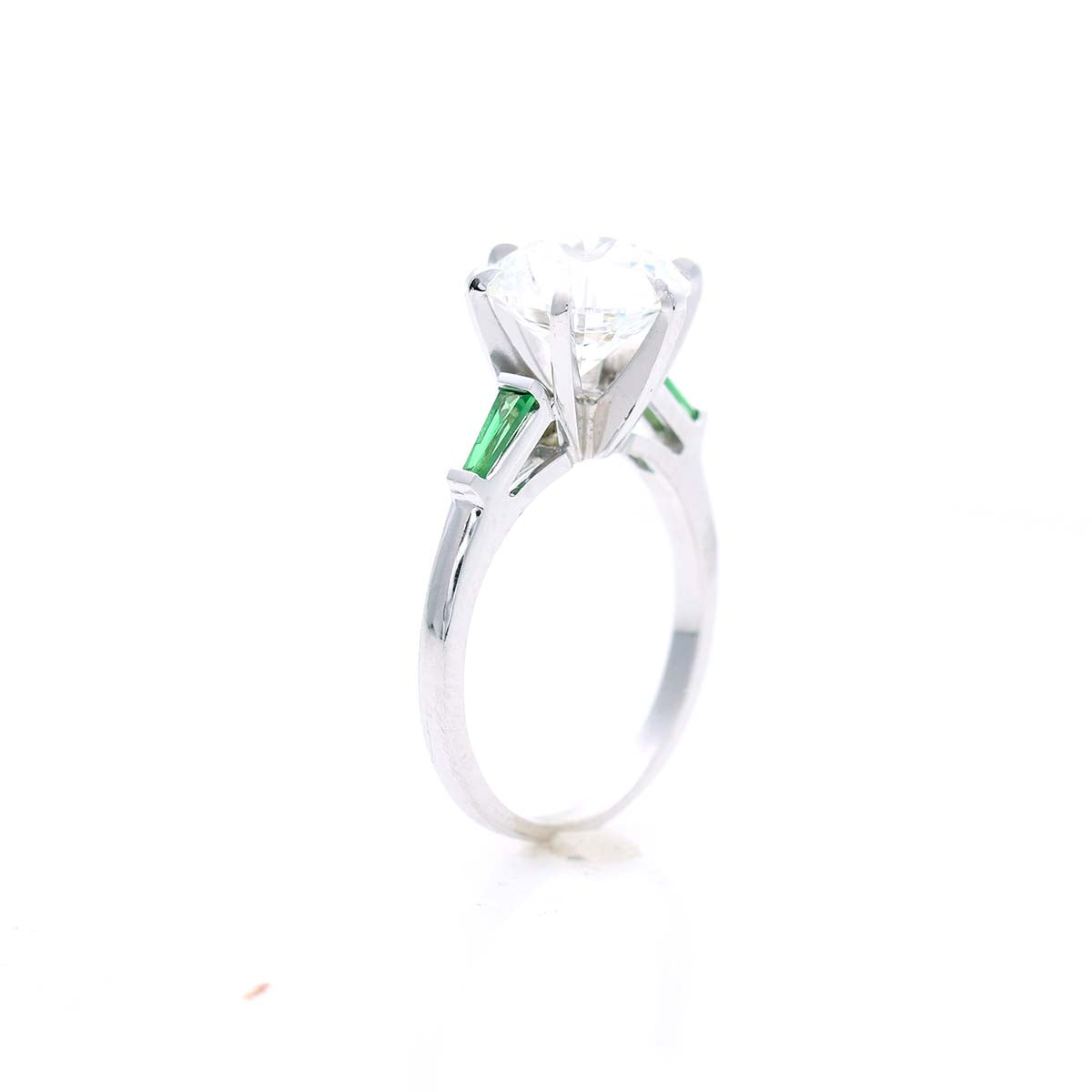 Contemporary Engagement Ring with Tsavorite Side Stones #VENG-04