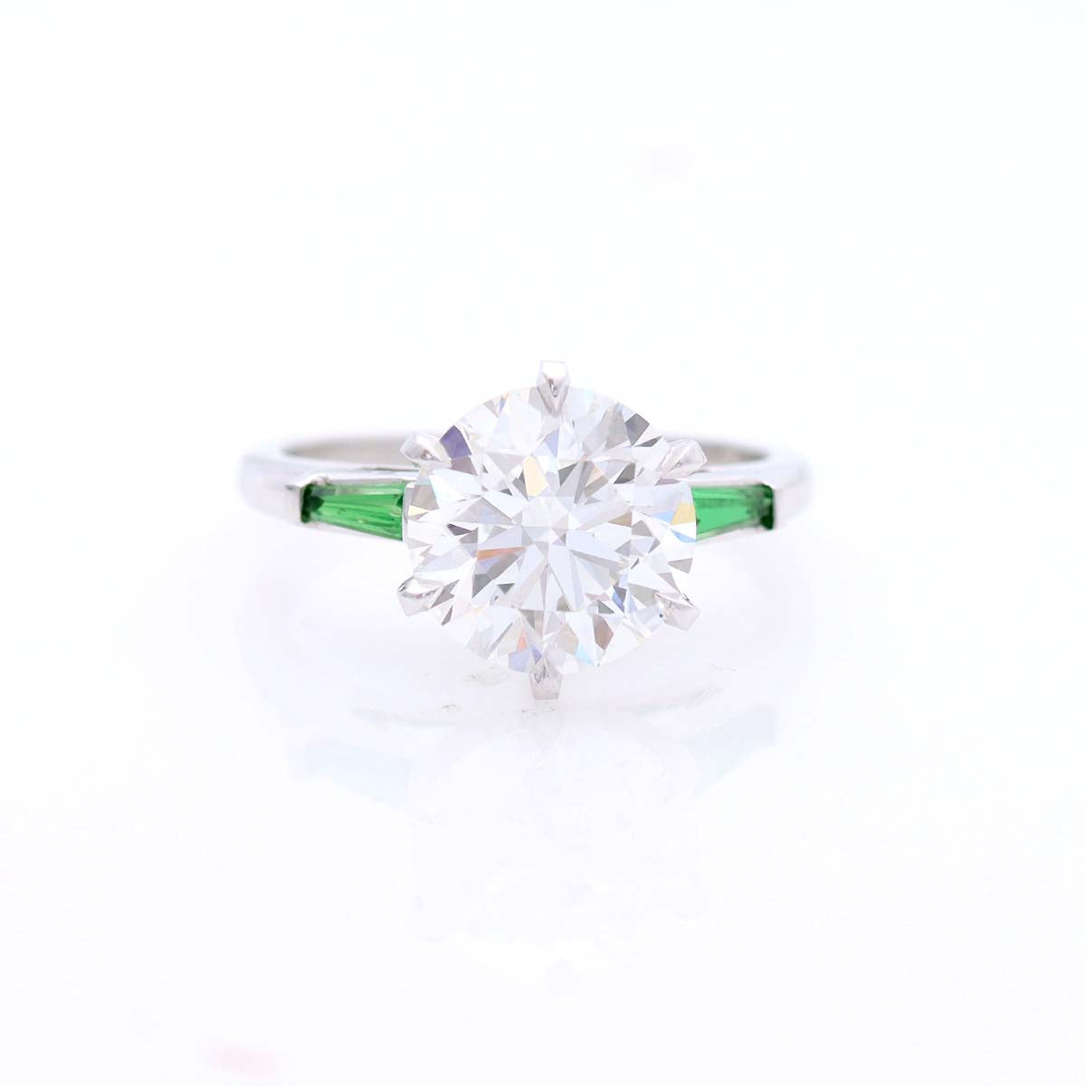 Contemporary Engagement Ring with Tsavorite Side Stones #VENG-04