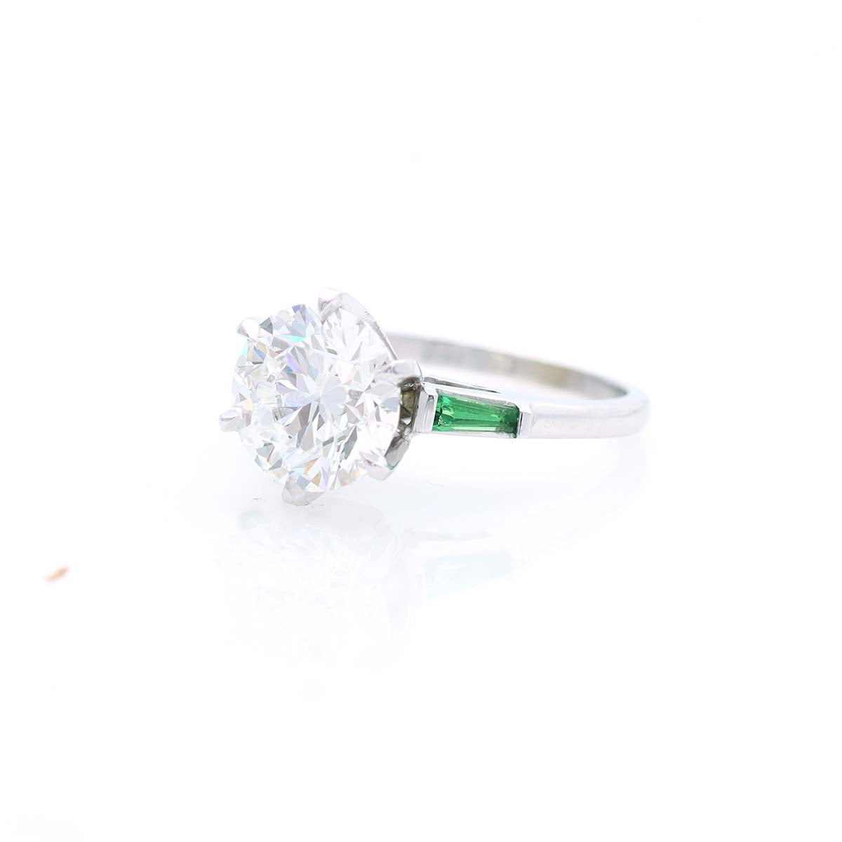 Contemporary Engagement Ring with Tsavorite Side Stones #VENG-04