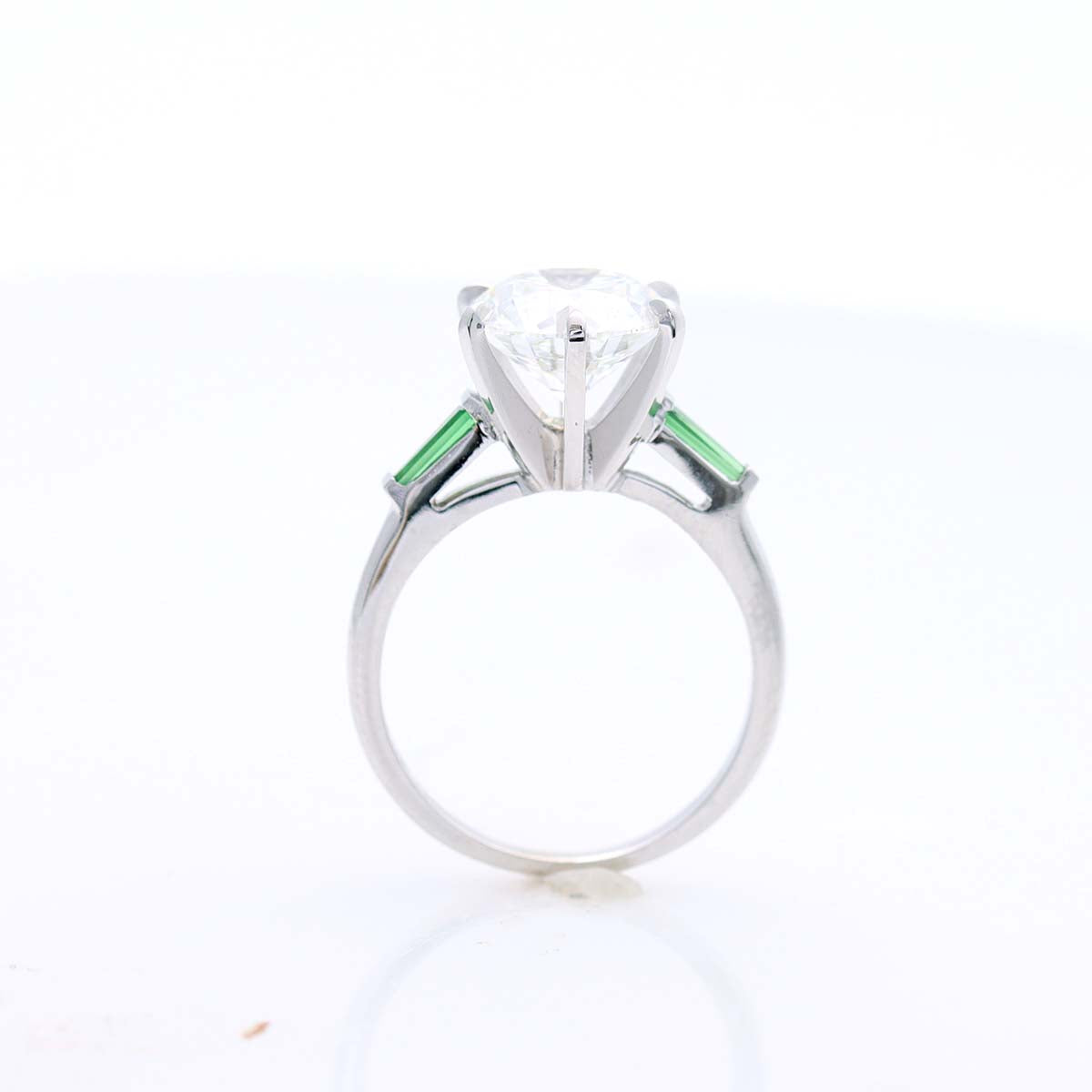 Contemporary Engagement Ring with Tsavorite Side Stones #VENG-04