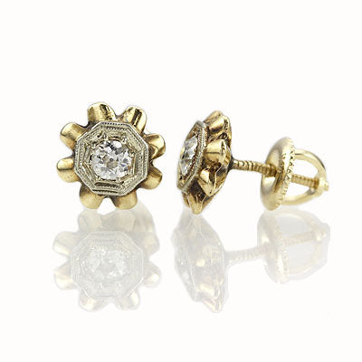 Art Deco Post Diamond Earrings. #VER140919-01