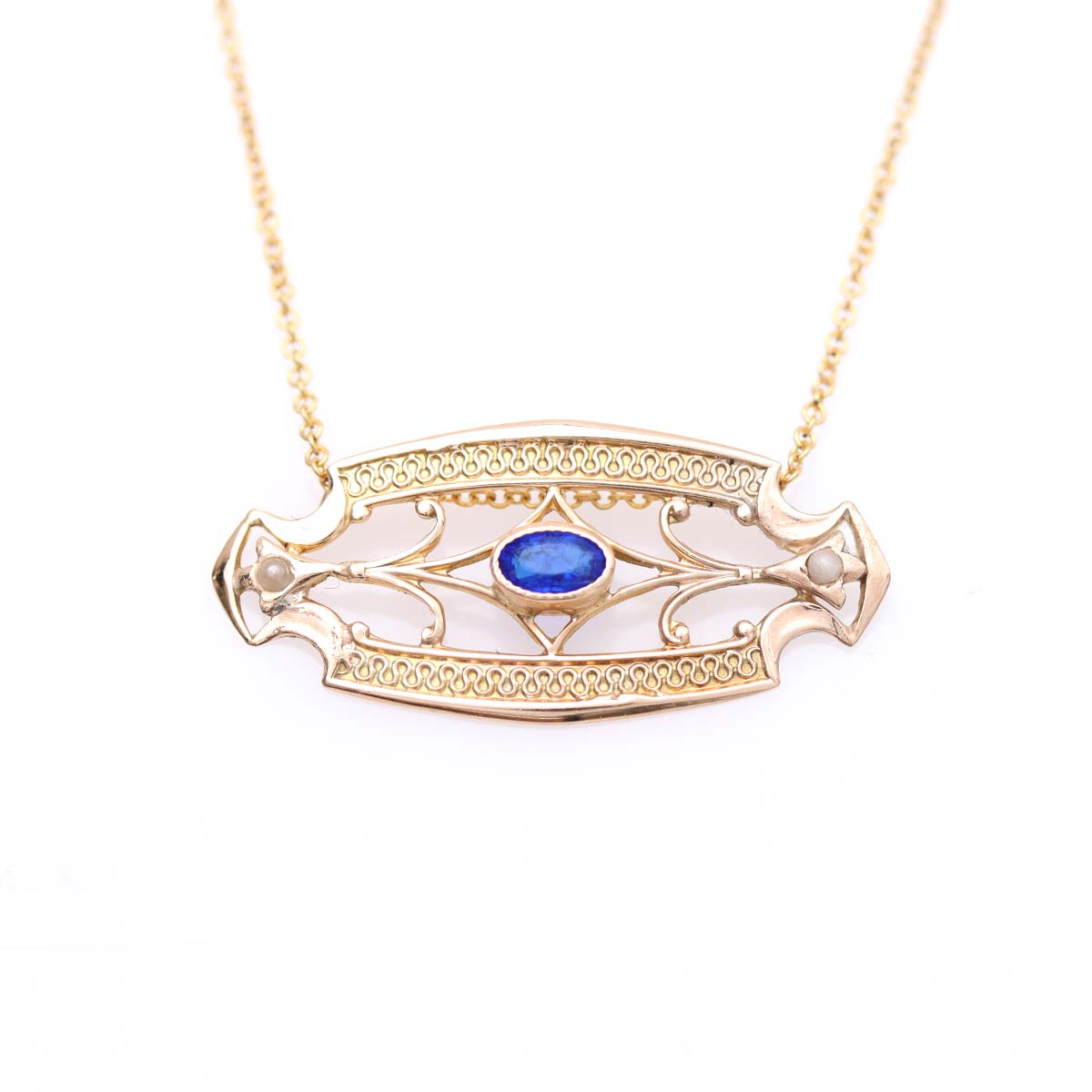 Art Nouveau Sapphire and Gold Pendant VP240513-2