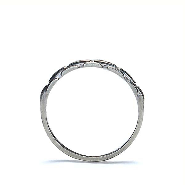 Art Déco 18k White Gold & Diamond Circa 1932 Wedding Band #VR150708-03