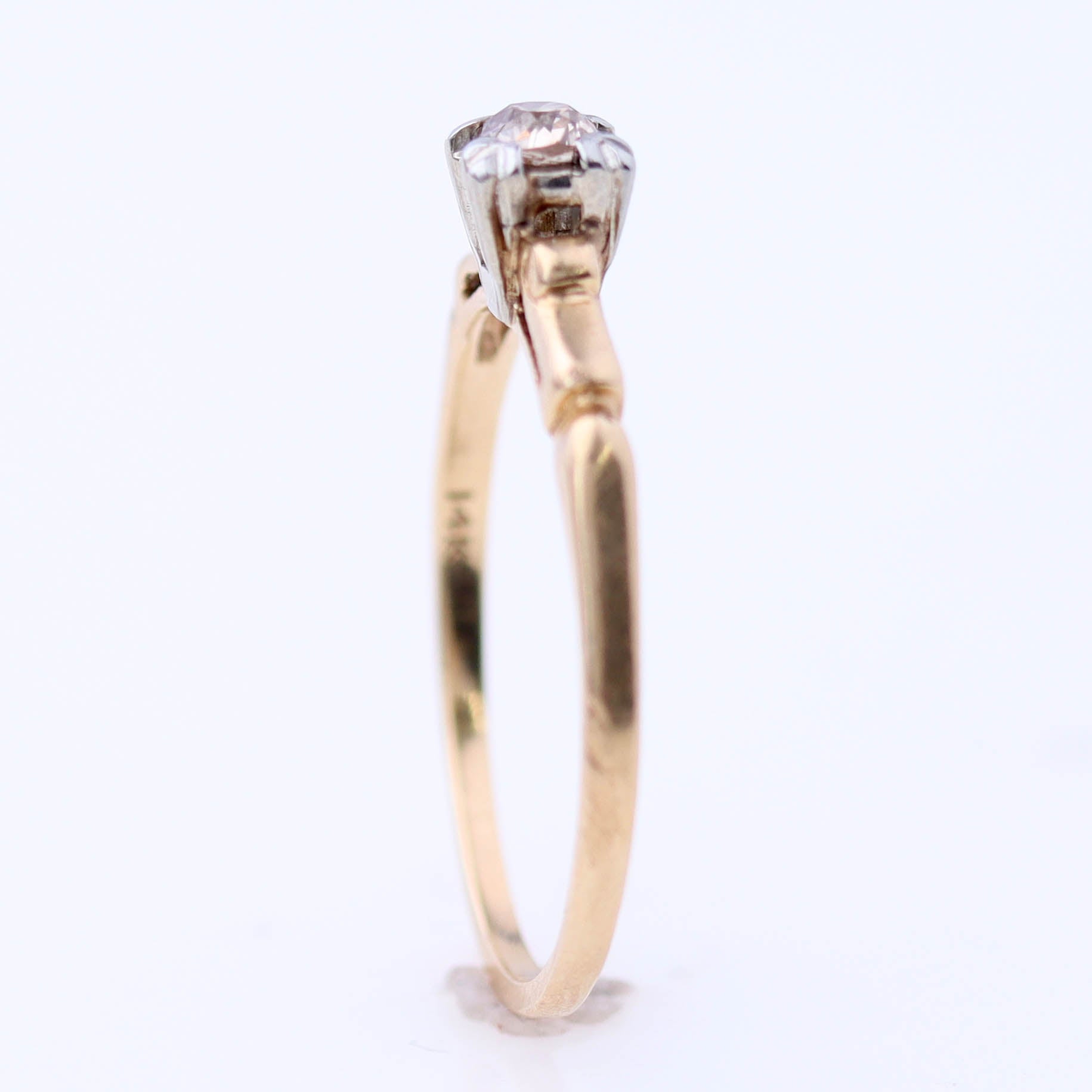 Art Déco 14k Gold & Champagne Diamond Engagement Ring #