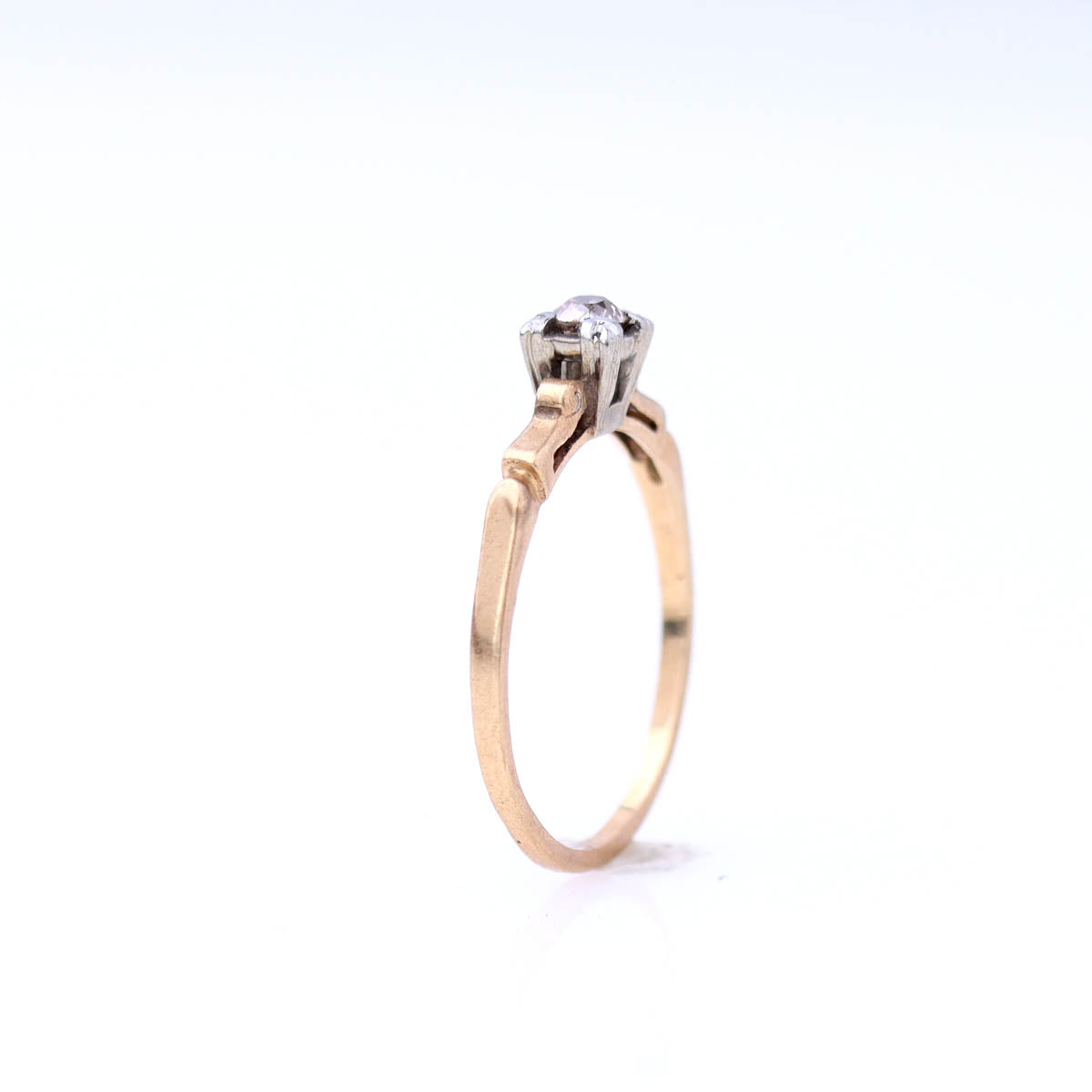 Art Déco 14k Gold & Champagne Diamond Engagement Ring #