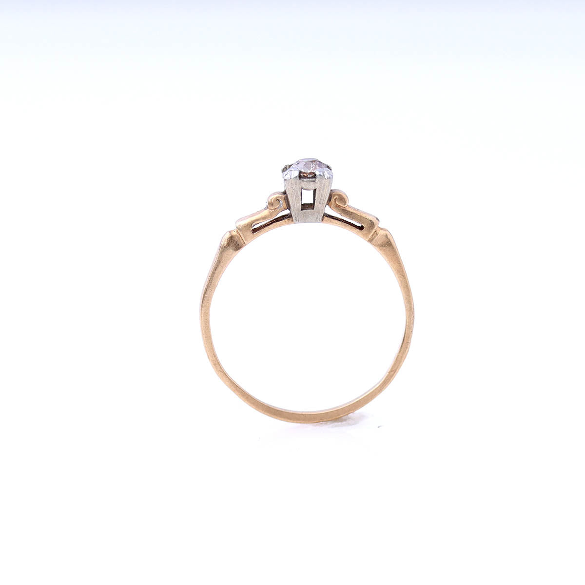 Art Déco 14k Gold & Champagne Diamond Engagement Ring #