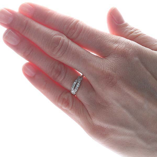 Art Déco 14k White Gold & Diamond Wedding Band #VR151031-01