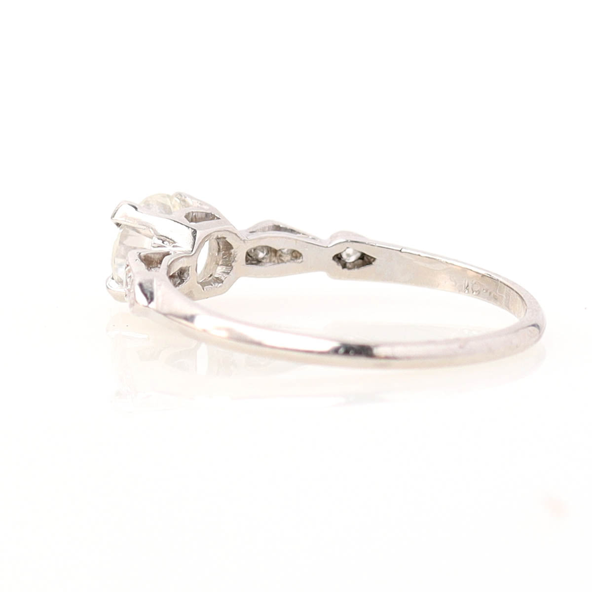 Art Déco Platinum and Old European Cut Diamond Engagement Ring #R160212-04