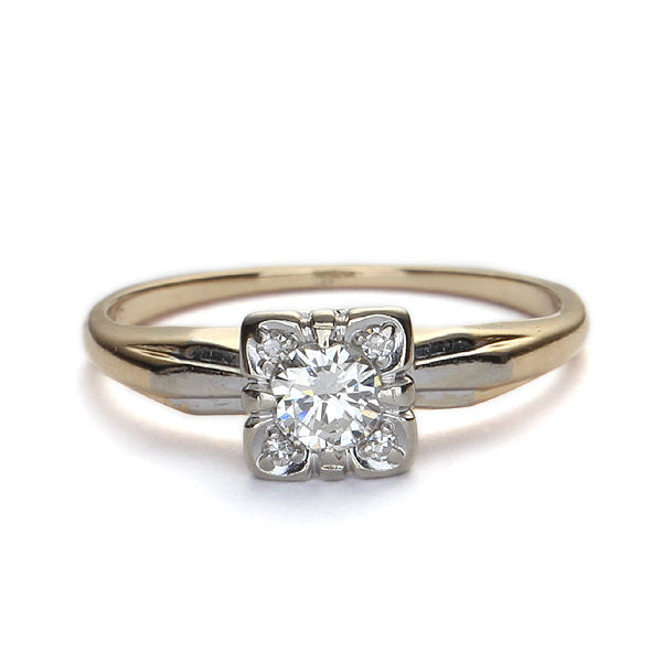 Circa 1940s Diamond Illusion Head Engagement Ring #VR160311-07