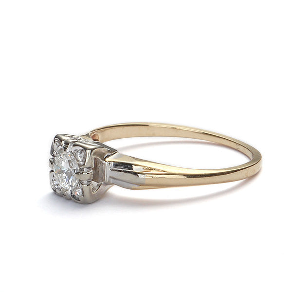 Circa 1940s Diamond Illusion Head Engagement Ring #VR160311-07