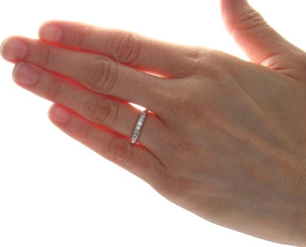 Mid Century Platinum & Diamond Wedding Band #VR160526-07