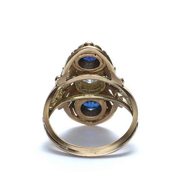 Arts-Crafts Movement Diamond and Sapphire Ring #VR160630-06