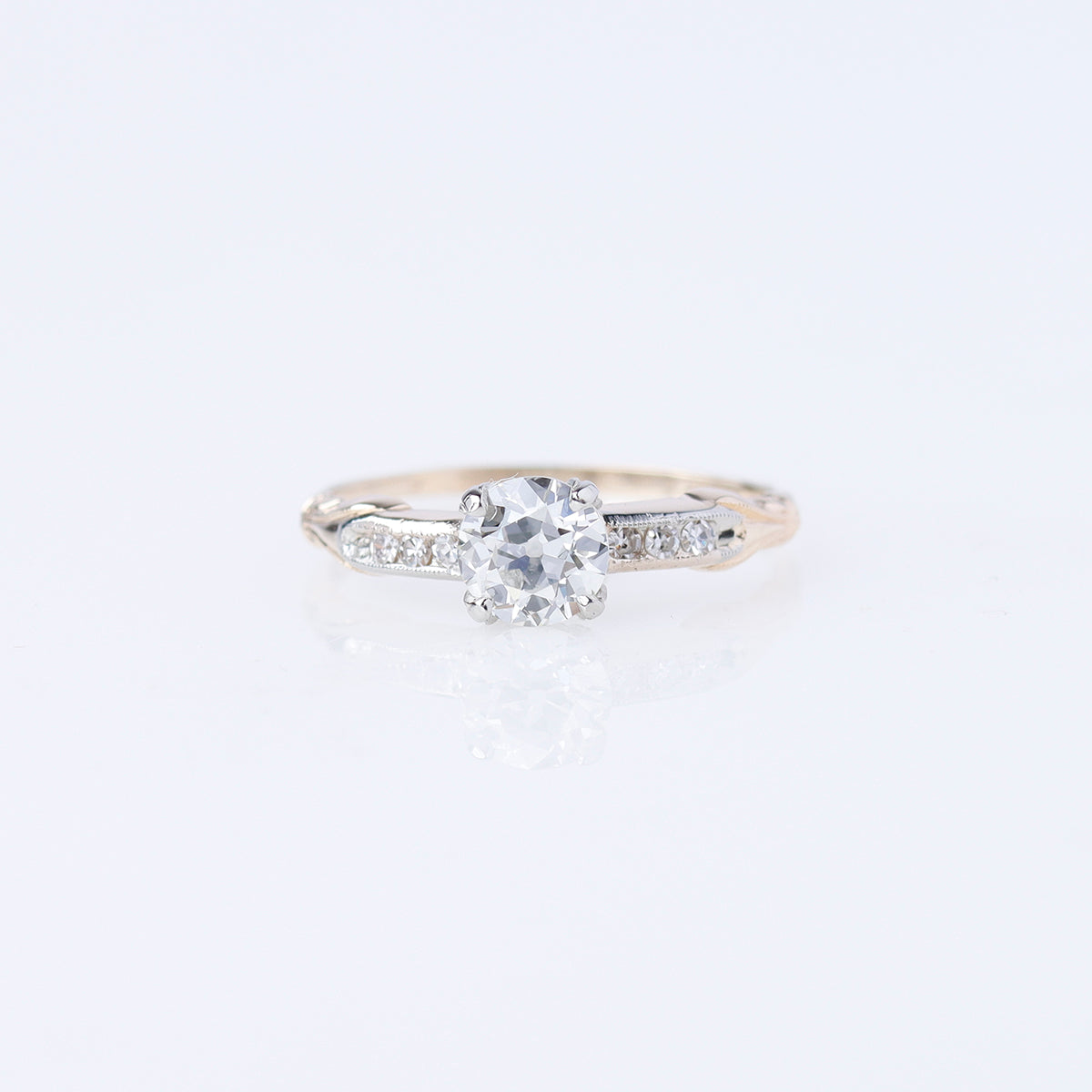 Circa 1940s Engagement  Ring with .92 carat  Old European Cut diamomd #VR16927-05