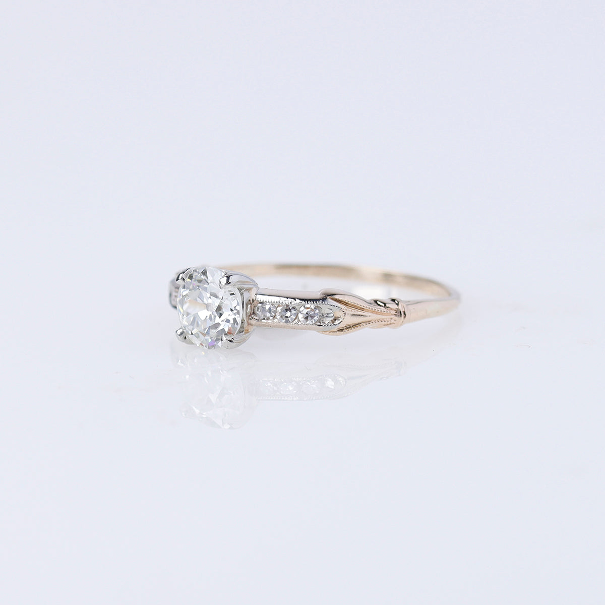 Circa 1940s Engagement  Ring with .92 carat  Old European Cut diamomd #VR16927-05