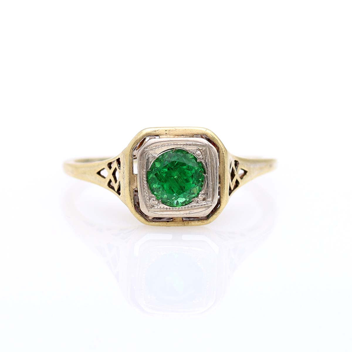 Early 20th C Filigree Engagement Ring with Tsavorite #VR170120-02