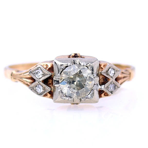 Vintage Two-Tone Art Déco Engagement Ring #VR170829-5
