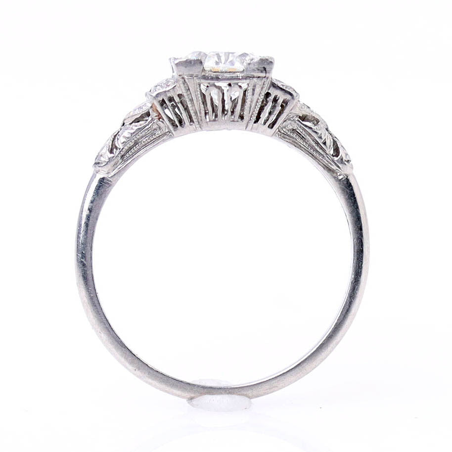 1920s Art Déco Platinum Engagement Ring #VR180821-1A