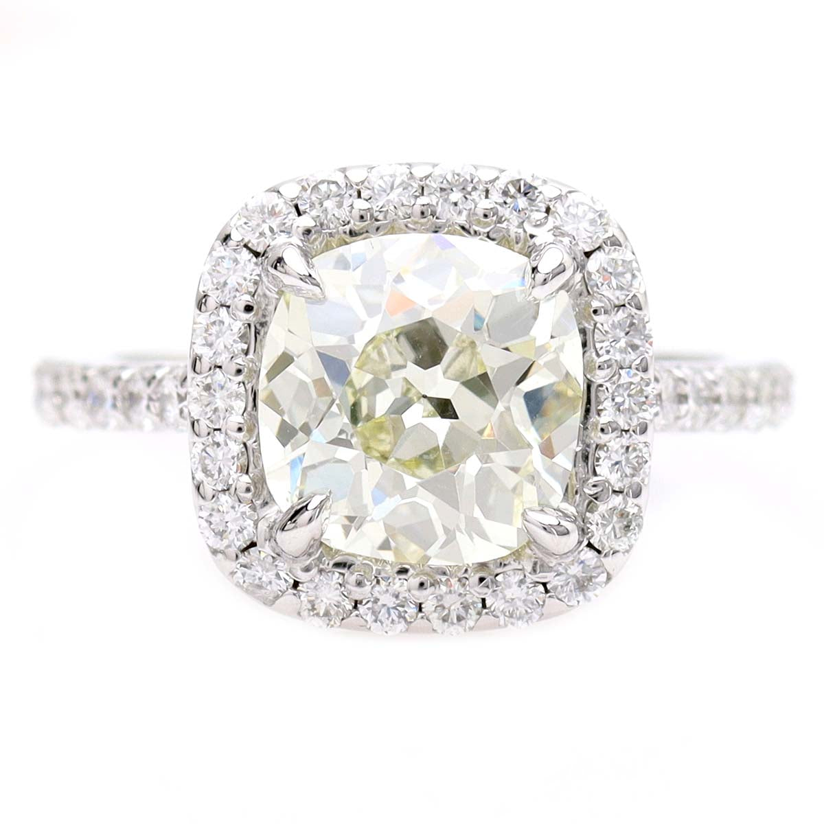 Halo Ring with Old Mine Diamond #VR181219-2 - Leigh Jay & Co