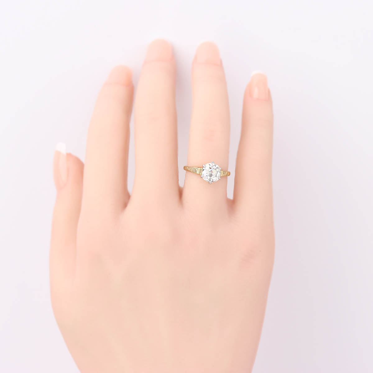 Early 20th C. Engraved Gold Solitaire Engagement Ring #VR260227