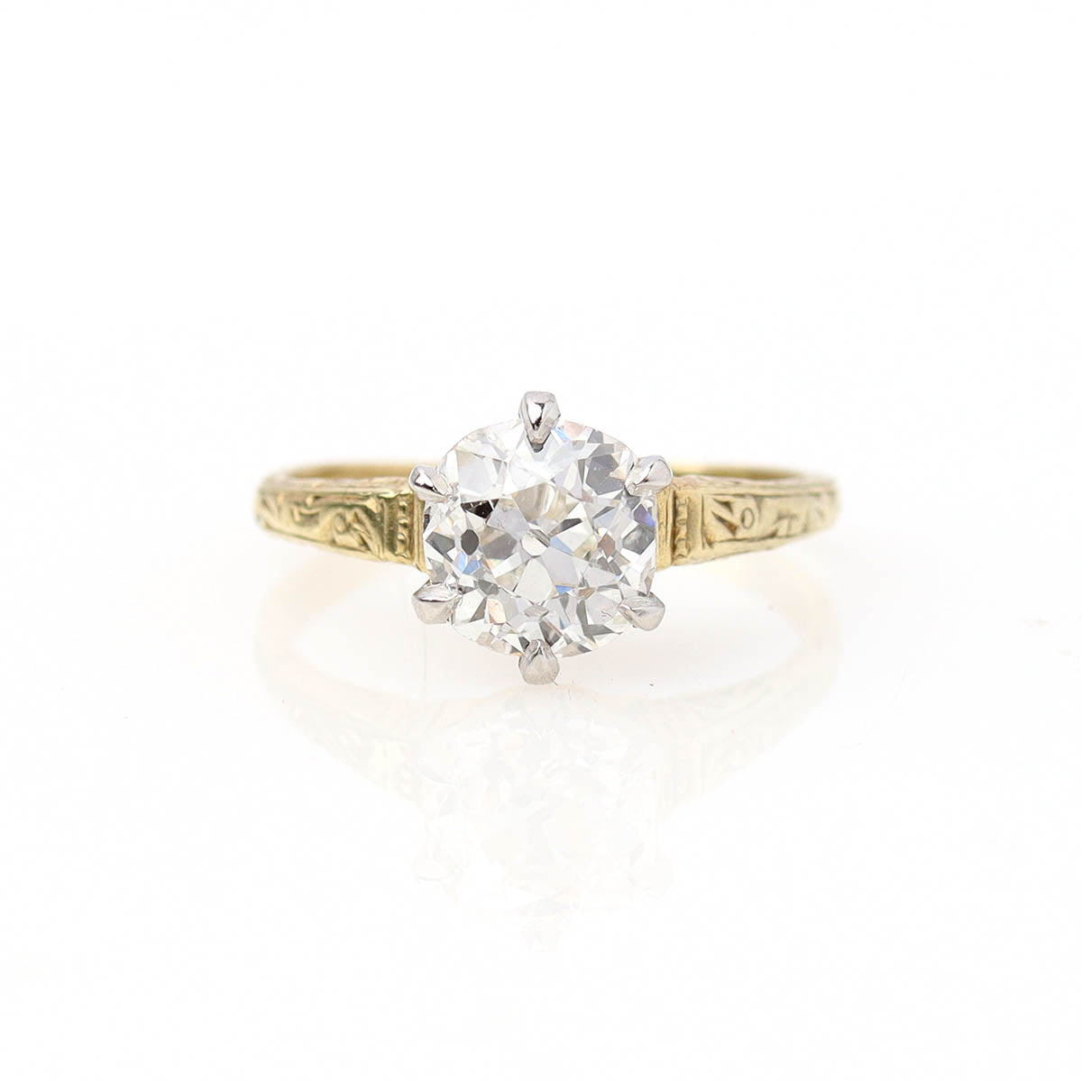 Early 20th C. Engraved Gold Solitaire Engagement Ring #VR260227