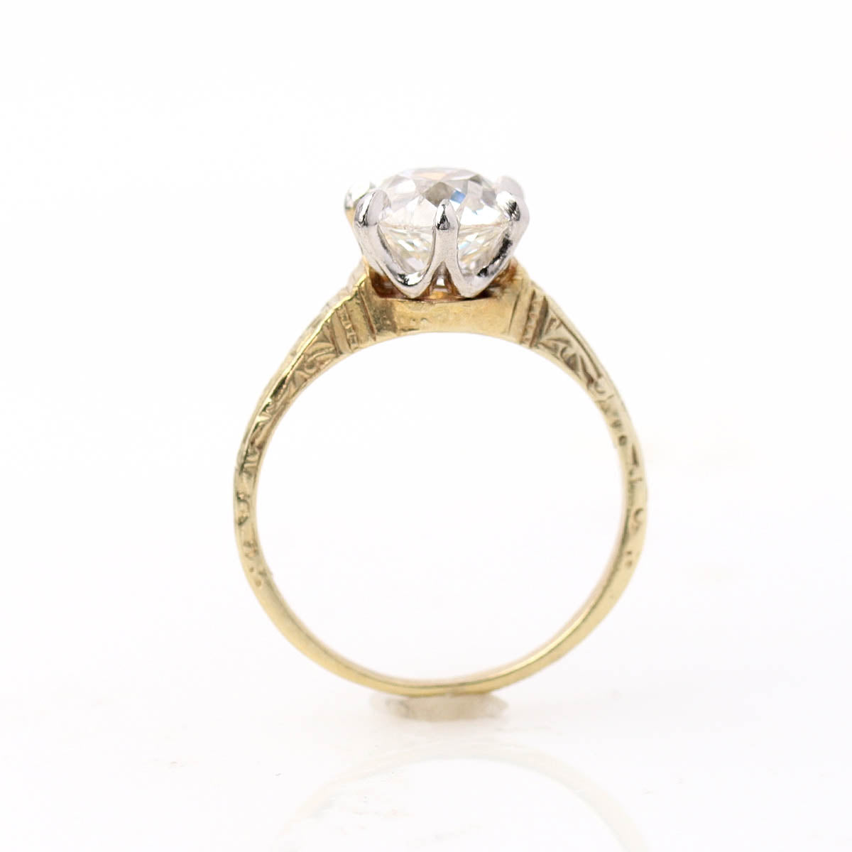 Early 20th C. Engraved Gold Solitaire Engagement Ring #VR260227