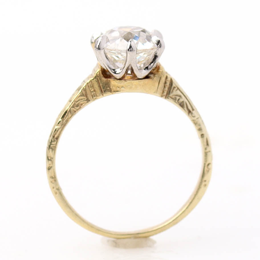 Early 20th C. Engraved Gold Solitaire Engagement Ring #VR260227