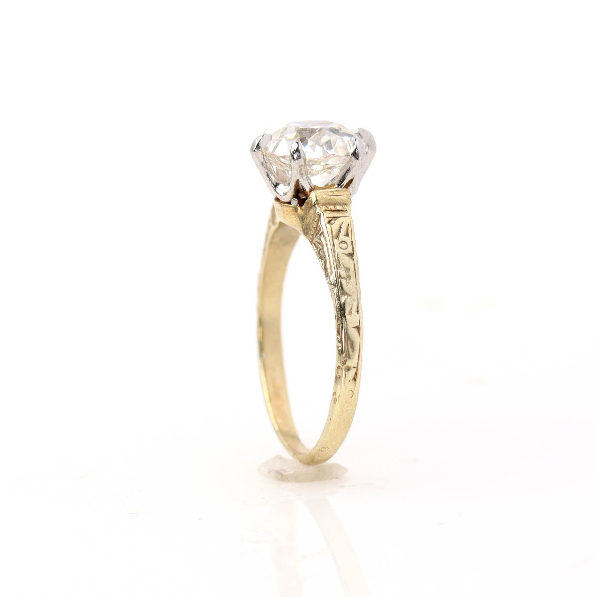 Early 20th C. Engraved Gold Solitaire Engagement Ring #VR260227
