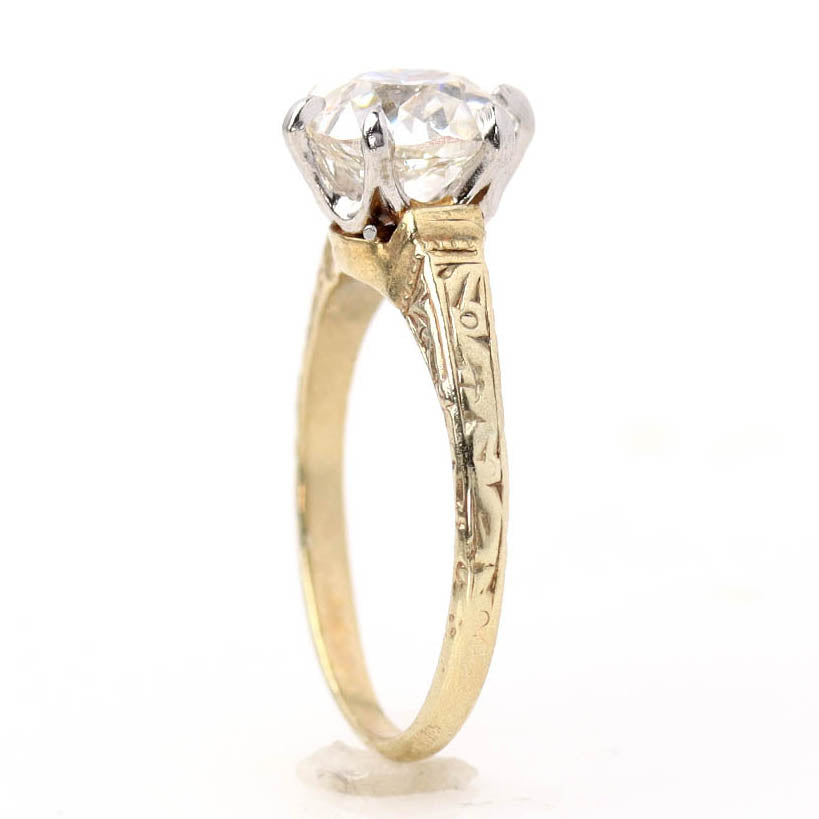 Early 20th C. Engraved Gold Solitaire Engagement Ring #VR260227