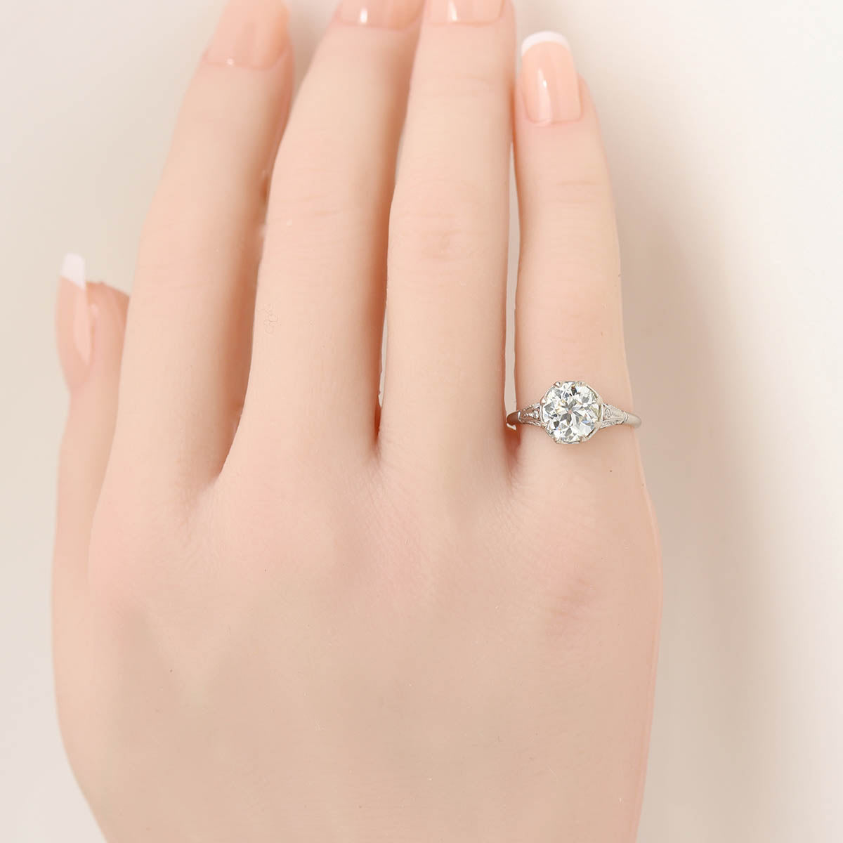 Art Nouveau Platinum & Diamond Engagement Ring #VR260401
